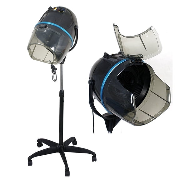 SuperDeal Adjustable Hooded Hair Dryer, Freestanding 1300W Rolling Bonnet Dryer with Temperature Control, Black