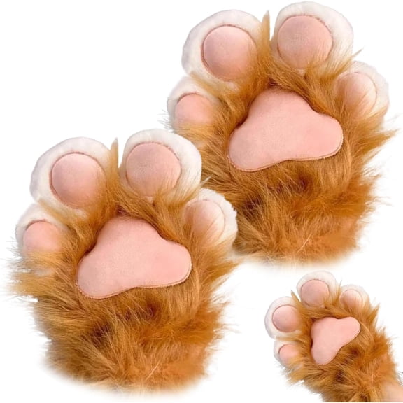 Cat Paw Gloves - Plush Furry Paws Mittens for Cosplay & Anime Convention