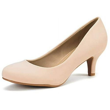 

Dream Pairs Women s Bridal Wedding Party Low Heel Pump Shoes Luvly Nude/Nubuck Size 9