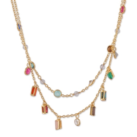 NOVICA Gold-plated multi-gemstone charm strand necklace, 'Golden Spells'
