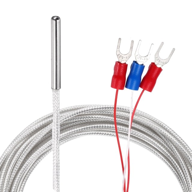 Sonda de sensor de temperatura Uxcell RTD PT100, controlador de temperatura de -50℃ a 200℃, termopar de acero inoxidable a prueba de agua con terminal de 3 cables, 16.4 pies
