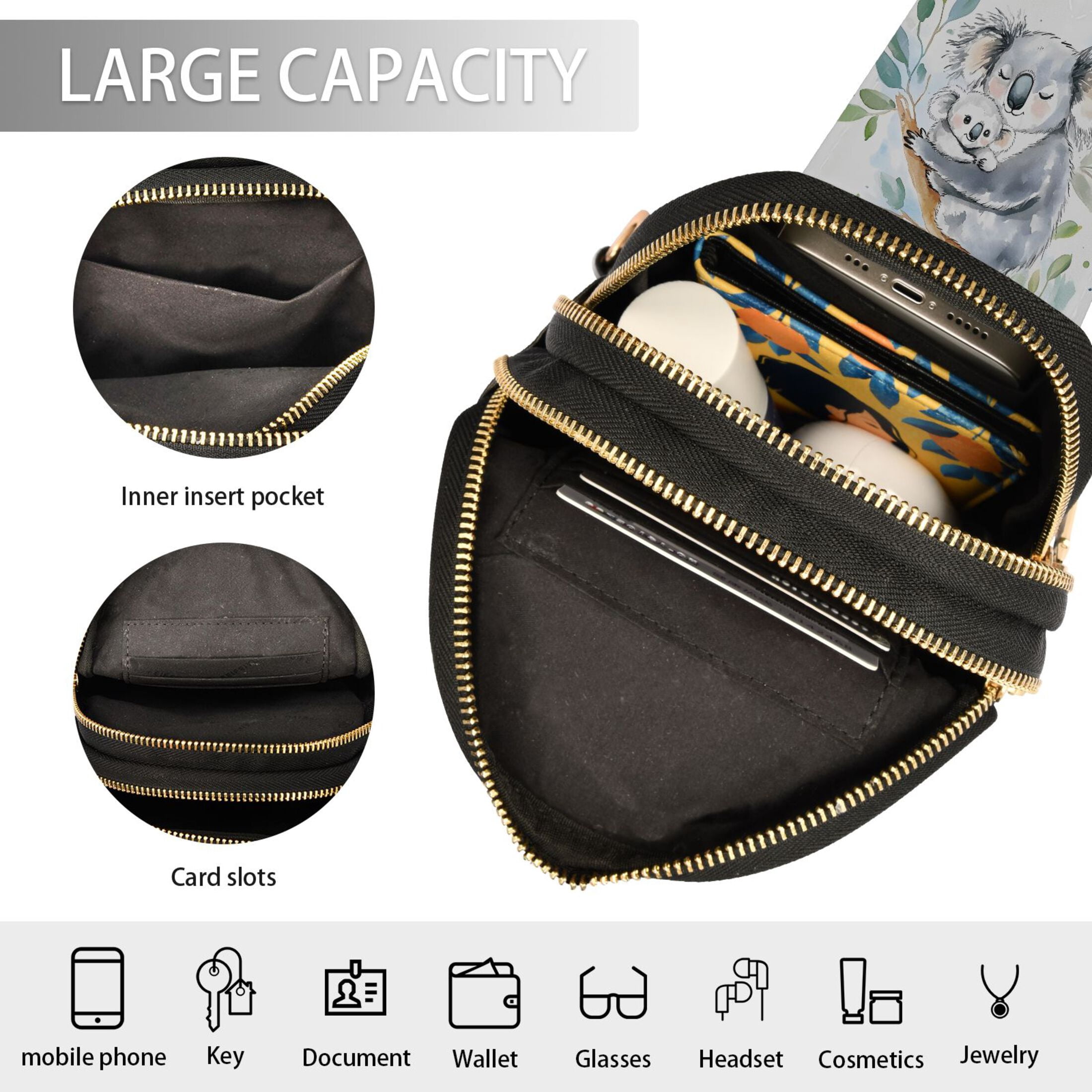 ALAZA Koalas Sling Bag for Women Men Waterproof Crossbody Chest Bags