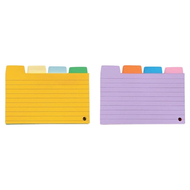 Colored index Cards 3X5, Lined Ruled Note Cards with Tabs, Thick Paper for Study, Home Organization, and Flash Cards, 200 Pack (Yellow, Purple)