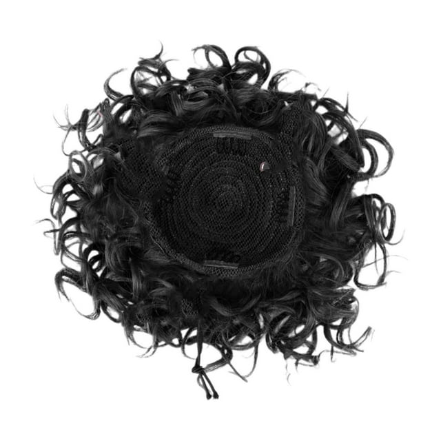 Moño de pelo , postizos, moño corto, extensión de cabello de de fibra sintética, moño de pelo desordenado para ir de compras, negro