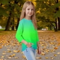 thumbnail image 5 of Drmagiyhm Green 3/4 Sleeve Fall Shirts for Girl Size 10-12 Casual Floral Print Shirts Fall Winter Cute Tshirts Girls Crewneck Tops 11-12 Years, 5 of 5