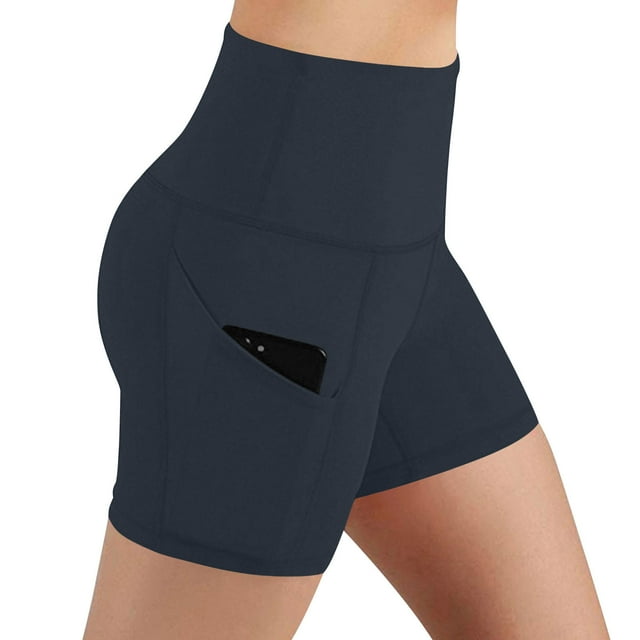 Karight Yoga Shorts with Pockets for Women High Waisted Biker Shorts Hide Tummy Running Work Gym Tight Pants Athletic Shorts