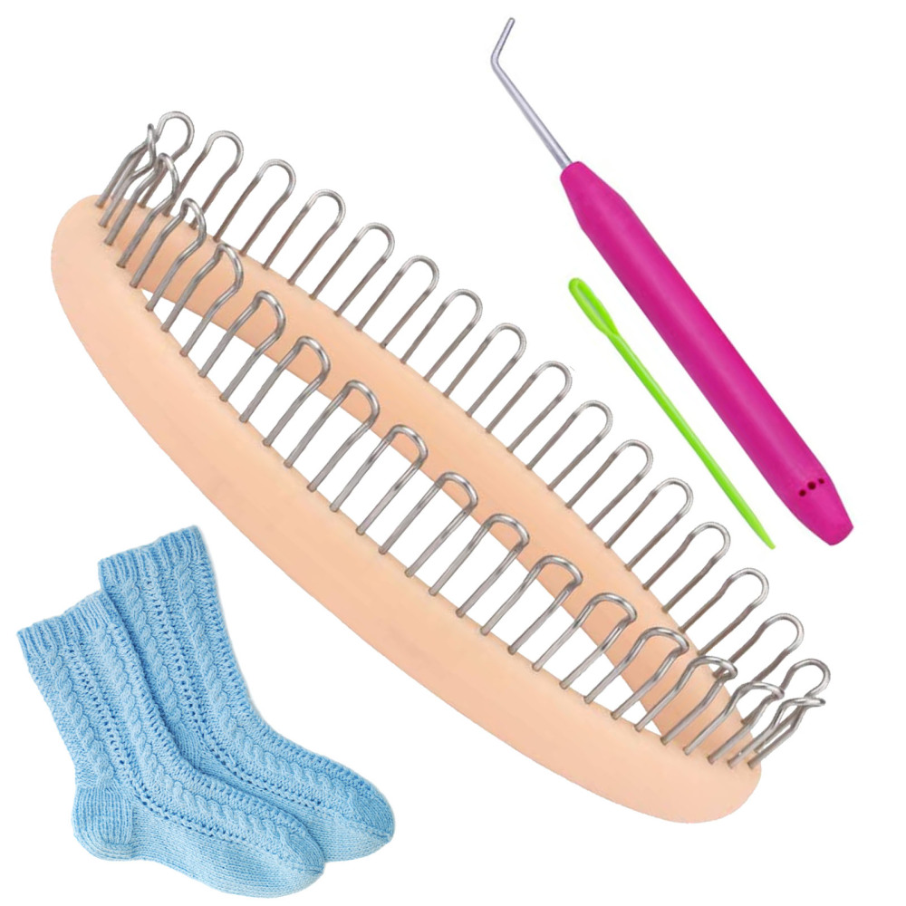 Sock Loom Kit with Crochet with Hook Needle Knitting Kit for Making Socks Hats - image 1 of 7