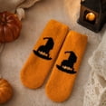 thumbnail image 4 of Halloween Mid Calf Slipper Socks for Women Thick Plush Warm Fuzzy Home Lounge Socks with Festive Graphic Ultra Soft Non-Slip Ideal for Cozy Indoor Wear and Cold Seasons Orange, 4 of 7