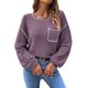 thumbnail image 1 of Gibobby Suéteres de invierno de punto Suéter de punto sin capucha de color sólido con parte superior suelta de otoño e invierno para mujer (Morado, M), 1 of 5