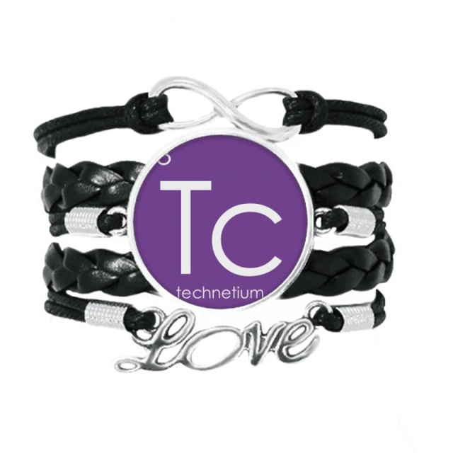 Chestry Elements Period Table Transition Metals Technetium Tc Bracelet Love Accessory Twisted Leather Knitting Rope Wristband