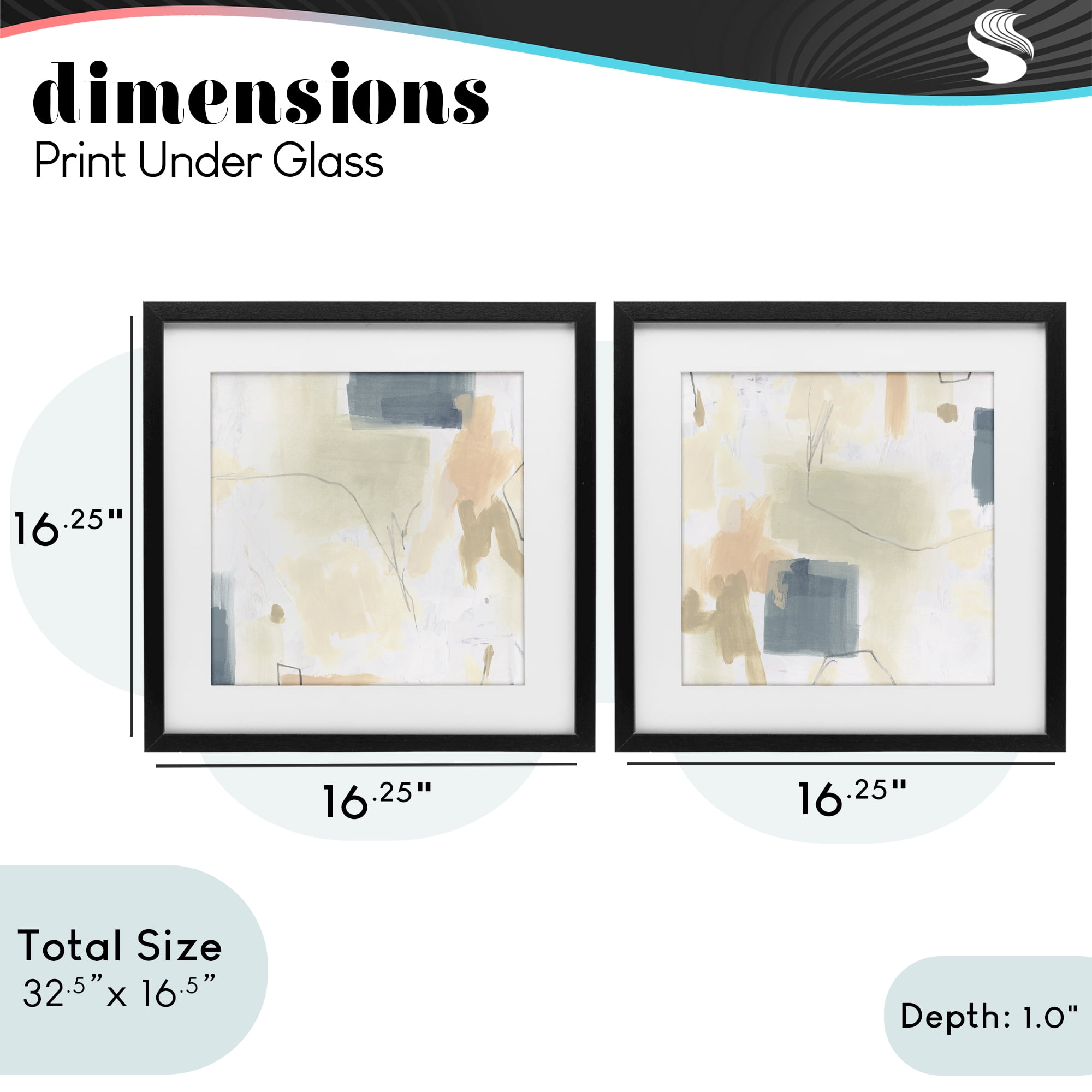 Stupell Industries Muted Plaster Line 2 Piece Black Framed Print Under Glass Set, design by June Erica Vess