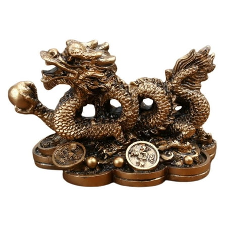 

Vintage Dragon Ornament Desktop Imitating Copper Dragon Decor Resin Dragon