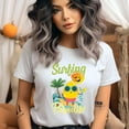 thumbnail image 2 of Surfing Paradise T-Shirt – Cute Lemon Surfer Summer Graphic Tee, Black, Size S, 2 of 6