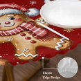 thumbnail image 3 of Gingerbread Christmas Round Tablecloth, Fitted Table Cover with Elastic for 45"-54" Round Tables, Xmas Balls Branches Red Table Cloth Outdoor Indoor Dinning Party Waterproof Tablecloths, 3 of 7