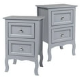 thumbnail image 1 of Ktaxon Nightstand, Bedside Table with 2 Storage Drawers, End Side for Bedroom, Country Style Set of 2,Gray, 1 of 13