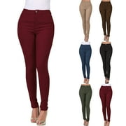 Skinny Jeans for Women High Elastic Waisted Leggings Solid Fitted Jean Leggings Business Casual Jeans with Pocket