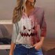 thumbnail image 2 of Camisa Henley informal de manga 3/4 para mujer, blusa con cuello en V y botones con estampado tie-dye para uso diario, 2 of 5