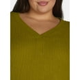 thumbnail image 4 of Terra & Sky Women’s Plus Waffle V Neck Henley Top, Sizes 0X-5X, 4 of 5