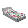thumbnail image 2 of Ambesonne Floral Fitted Sheet & Pillow Sham Set, Watercolor Art Tropical, Twin, Multicolor, 2 of 2
