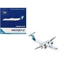 thumbnail image 4 of Bombardier Q400 Commercial Aircraft "WestJet" (C-FOEN) White with Blue Tail 1/400 Diecast Model Airplane by GeminiJets, 4 of 6