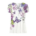 thumbnail image 4 of Xdegoge of The Week Summer Tops for Women 2025 Dressy Casual V Neck Short Sleeve Shirts Trendy Button Down T Shirt Tunic Cute Blouses Pullover Floral Print Going Out Tops Past Orders At, 4 of 5