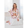 thumbnail image 3 of Ekouaer Satin Pajama Set for Women Silky Sleepwear Long Sleeve Top and Pants Button Down Pjs Lounge Set, 3 of 6