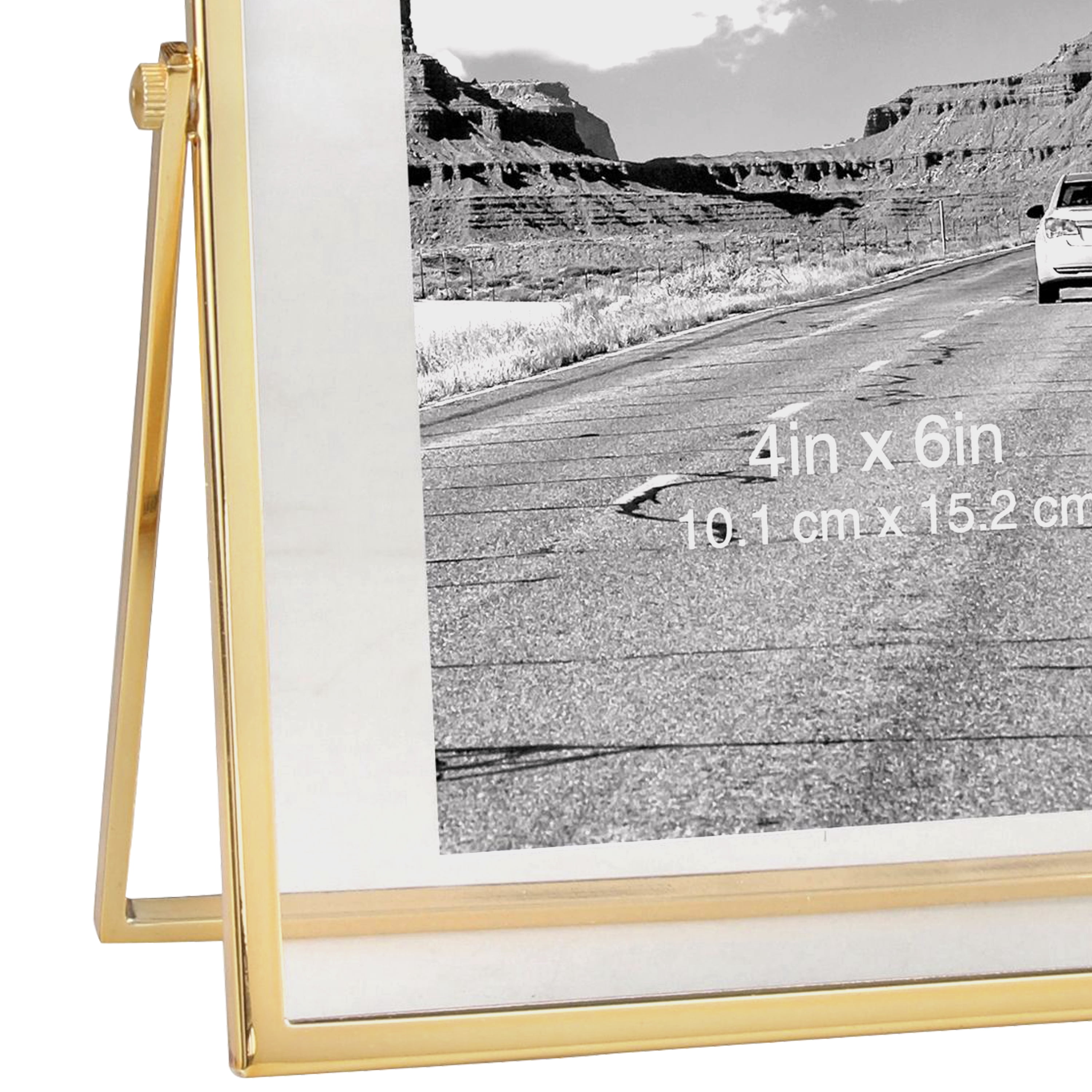 Better Homes & Gardens 4" x 6" Rectangle Metal Tabletop Floating Picture Frame, Gold