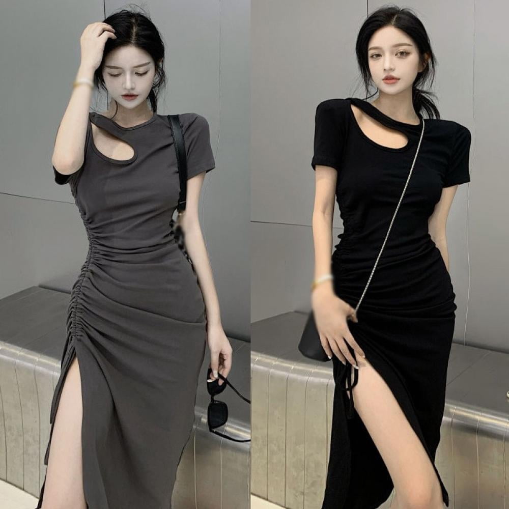 mid length slit dress