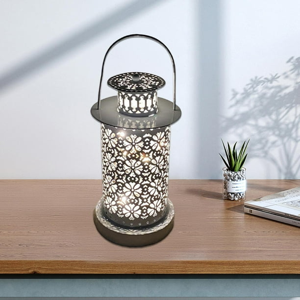 Linternas decorativas Colgantes de metal Marroquí Decorativo LED Luces de hadas Linterna para patio, decoración para hogar y bodas, interior Estilo 2 Baoblaze Linterna de interior