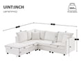 thumbnail image 2 of Harper & Bright Designs L-Shaped Sectional Sofa with Ottoman, Modern 5 Seater Cloud Couch Set, Chenille 6-Seat Sectional Sofa for Living Room, White, 2 of 15