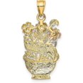 thumbnail image 3 of Gold 14K Two-tone w/White Rhod. #1 MOM Flower Basket Charm - 24.6mm, 3 of 6