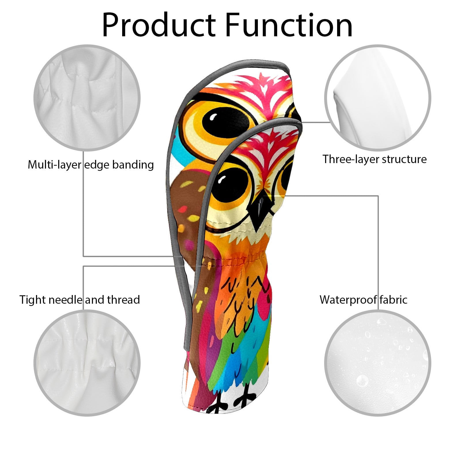 Golf Club Covers, Eagle Premium PU Leather Driver Hybrid Putter Head Covers with Velvet Lining, Waterproof Golf Gifts for Men Women