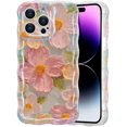 thumbnail image 1 of WeiHuan Toys Estuche para iPhone 16 Pro Max, colorido diseño retro de pintura al óleo con estampado de flores y láser brillante, bonito borde ondulado rizado, exquisita funda protectora de TPU durader, 1 of 5