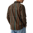 thumbnail image 6 of Lapel Collar Gingham Check Long Sleeve Button Up Shirt for Men Regular Fit Stretch Soft Fabric Wrinkle Free Business Work Casual Autumn Outdoor Outfits L, 6 of 6