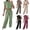 Beige, variant on CHUMUD Two Piece Sets for Women Petite Wide Leg Pants Set Summer Outfits Sleeveless Crew Neck Crop Tops Trousers Matching Sets Casual Going Out