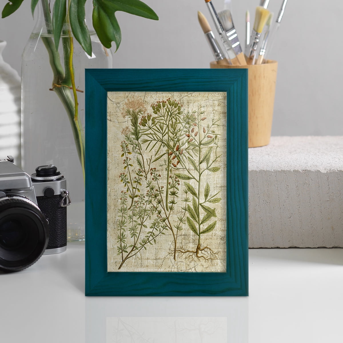 Garden Verses I -Framed Print w/glass-Ocean Blue