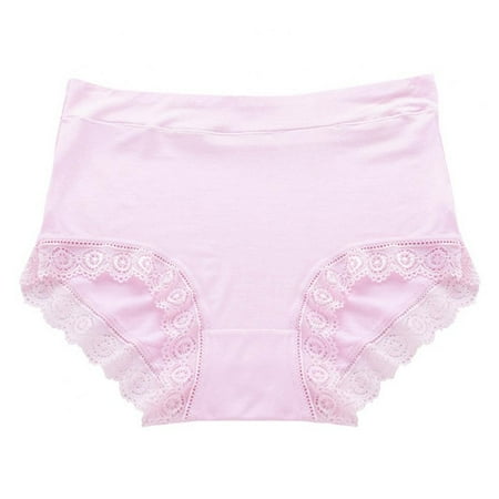 

Women s Smooth Skin-Friendly Briefs - Solid Color Soft Breathable Underpants Mid-Rise Modal Lace-trimmed Panties Plus Size L-XXXL(1-Packs)