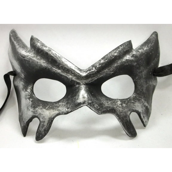 Hellish Devil Eyes Silver Gray Paper Mache Halloween Mardi Gras Masquerade Mask