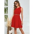thumbnail image 3 of Chiclily Summer Dresses for Women Loose Sleeveless Pleated Front T-shirt Sundress with Pockets, Red M, 3 of 7