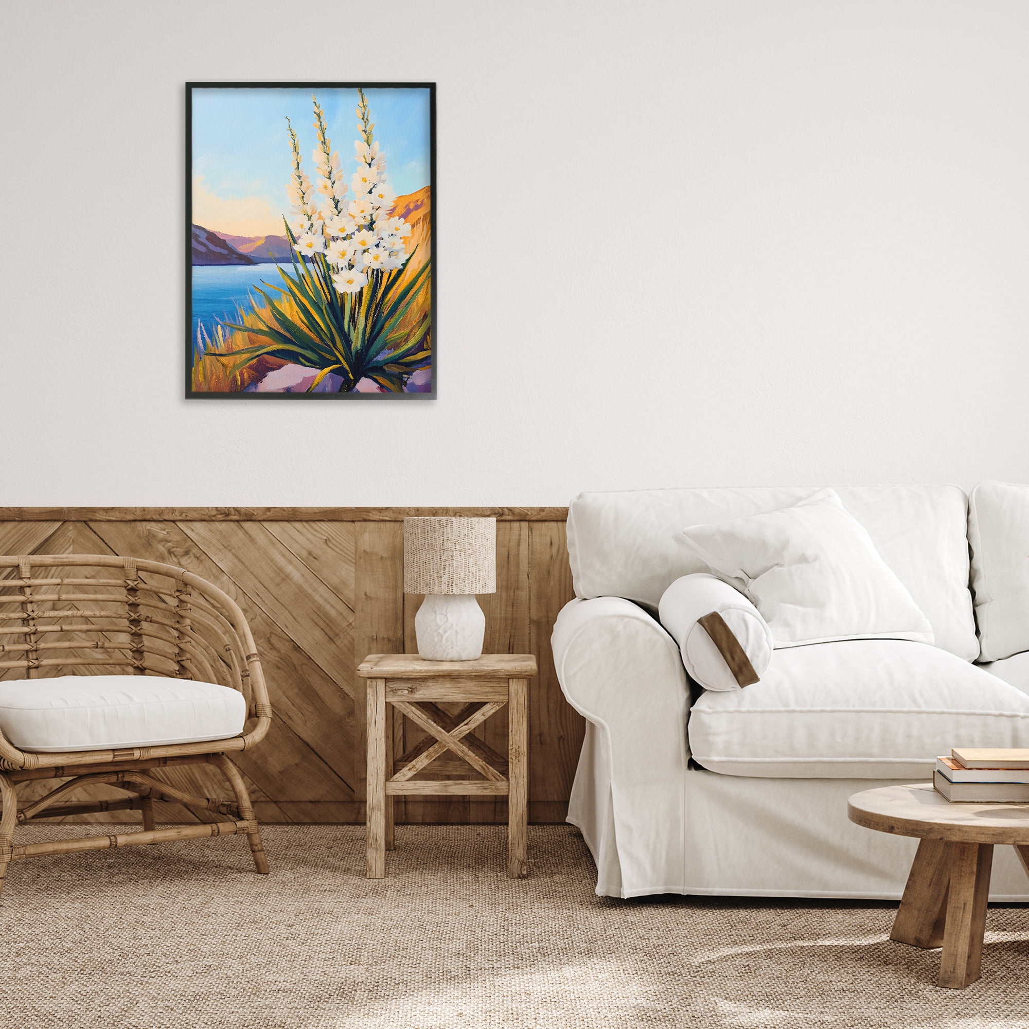 Stupell Industries Yucca in Bloom By The Lake Black Framed Giclee Art, design by The Prints Vibe