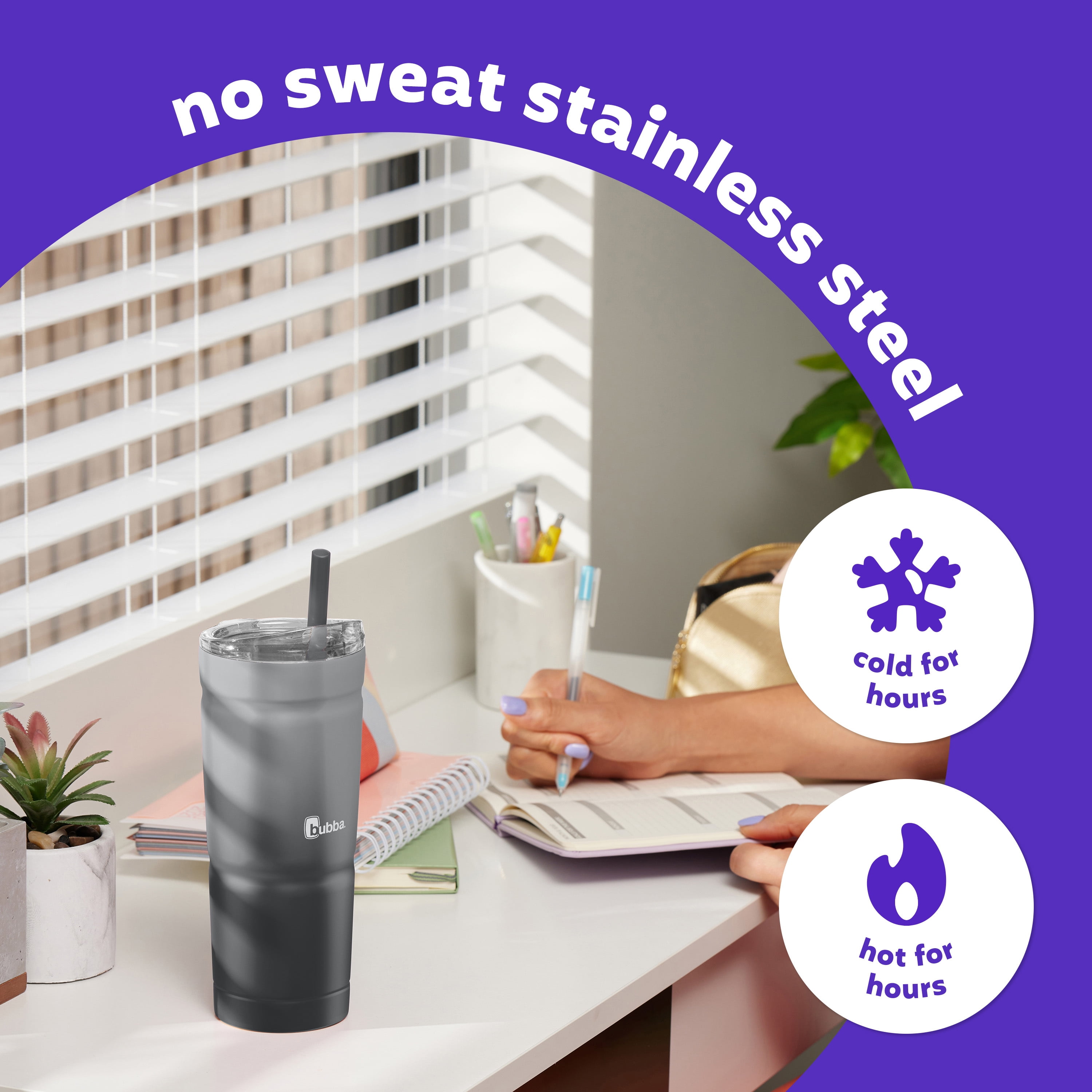 (2 pack) bubba Envy S Stainless Steel Tumbler with Straw, Black Ombre, 24 fl oz.