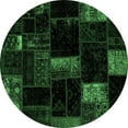 thumbnail image 1 of Ahgly Company Indoor Round Patchwork Emerald Green Transitional Area Rugs, 3' Round, 1 of 4