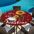 thumbnail image 6 of Red Sunshine Sunflower Round Tablecloth, Fitted Table Cover with Elastic for 45"-54" Round Tables, Pastoral Bees Farmhouse Floral Table Cloth Outdoor Indoor Dinning Party Waterproof Tablecloths, 6 of 7