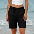 thumbnail image 4 of Women's Casual Elastic Waist Shorts, Button Detail Summer Shorts with Pockets Black L, 4 of 9
