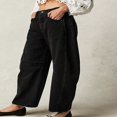 thumbnail image 3 of QJUHUNG Women  Loose Jeans Solid Color Mid-Rise Barrel Denim Pants, 3 of 5