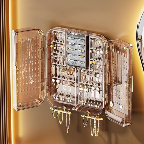 LAMIRO Jewelry Boxes & Organizers Display Cabinet, Bedroom Wall Storage Decor Aesthetic, Acrylic Hanging Mounted Holder Earring Ring Necklace Preppy Teen Girl Birthday Gifts