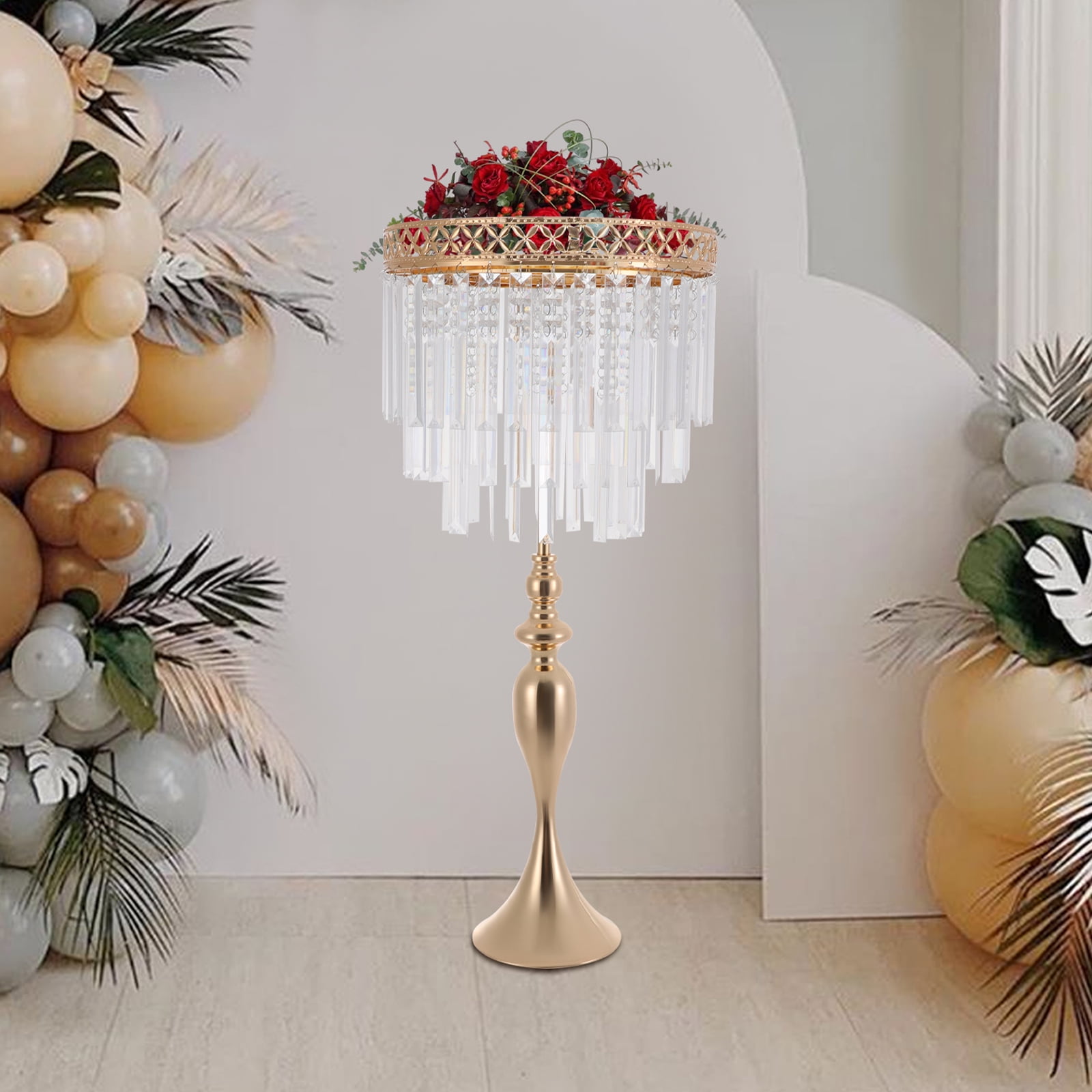 Modern Iron & Acrylic Floor/Tabletop Flower Holder for Fresh/Artificial/Silk Flowers Bouquet Display Photography Background
