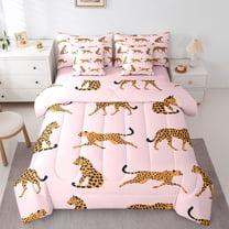 Castle Fairy Kids Animal Leopard Bedding Comforter Set,Jungle Wildlife Full Bedding Set
