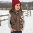 thumbnail image 2 of Lovzfmll Toddlers Kids Boys Girls Bear Print Puffer Vest, Cropped Oversized with Plush Lining, Cute Warm Winter Coat for 1-12 Years, 2 of 4