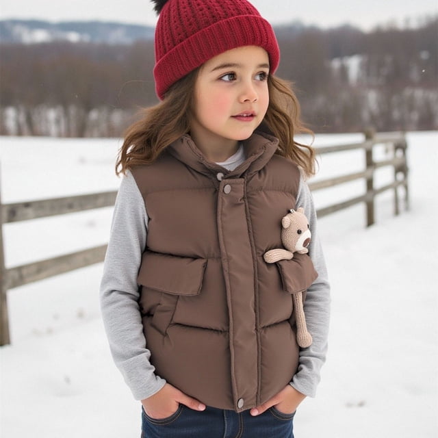 Cowsor Girls Winter Zipper Puffer Vest Lightweight Sleeveless Outwear Puffy Vests
